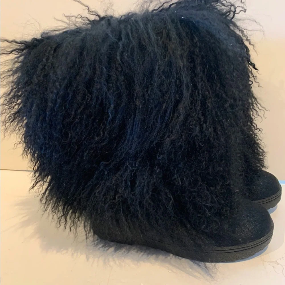 BearPaw Women's Black Long Faux-Fur Winter Boots